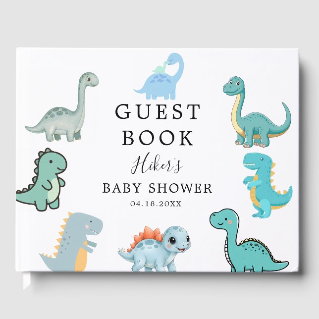 Livre D'or Petit dinosaure Baby Shower mignon (Recto)