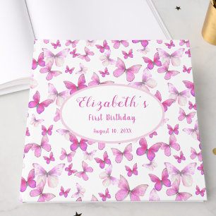 Livre D'or Petit Papillon 1er Anniversaire Cadeau Rose Fille