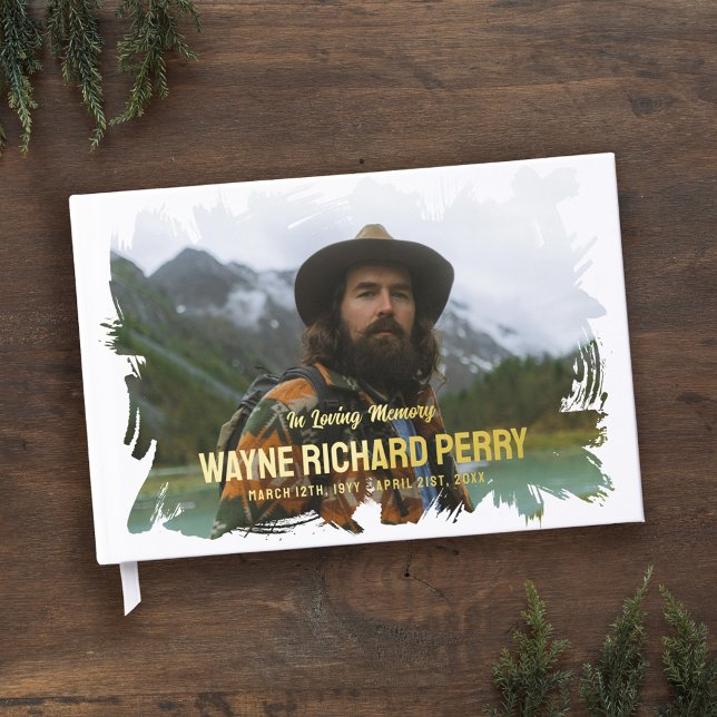 Livre D'or Photo Brush Blanc Stroke In Love Memory Memorial (Créateur téléchargé)