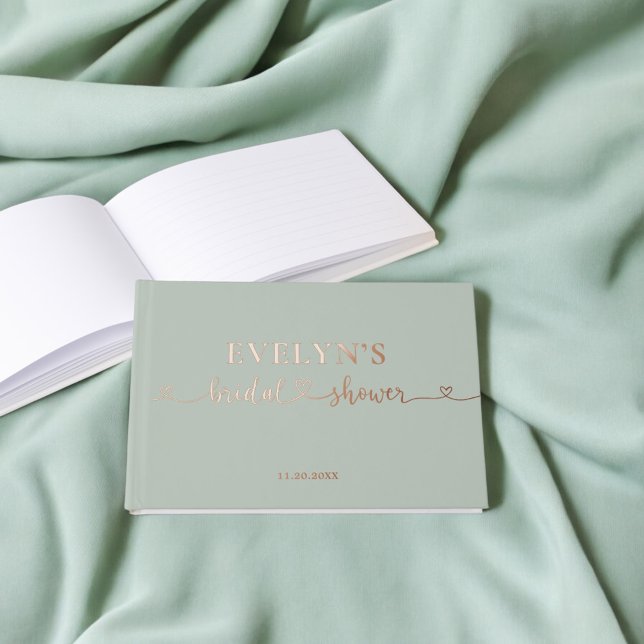 Livre D'or Photo Cœur Écriture Fête de Mariage Vert Sauge (Créateur téléchargé)