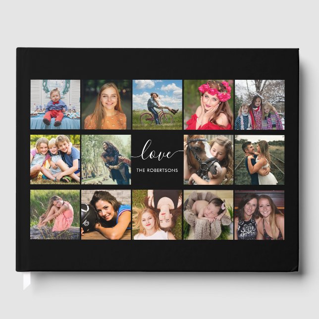 Livre D'or Photo Collage Black Custom Guest Book (Recto)