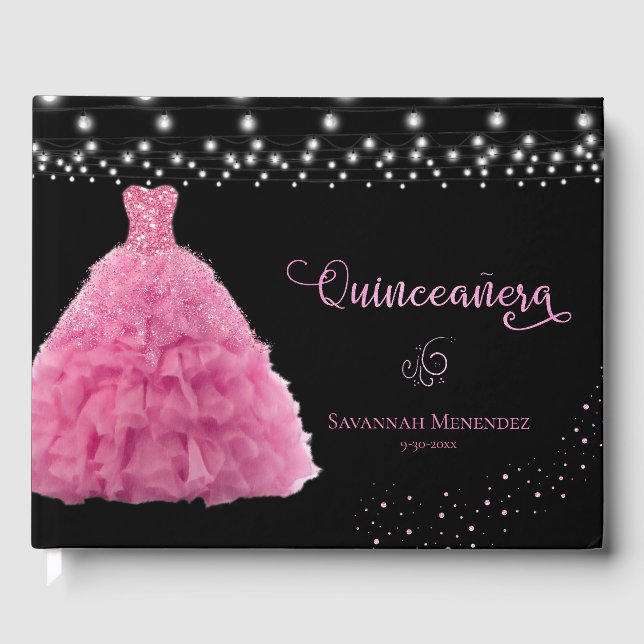 Livre D'or Photo de lumière rose de Quinceanera noire (Recto)