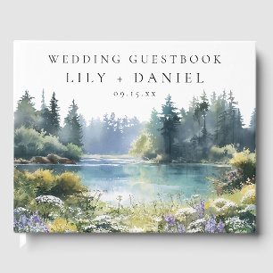 Livre D'or Photo de mariage floral au bord du lac de forêt aq