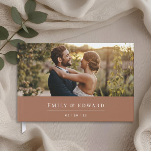 Livre D'or Photo de mariage moderne en terre cuite et marron