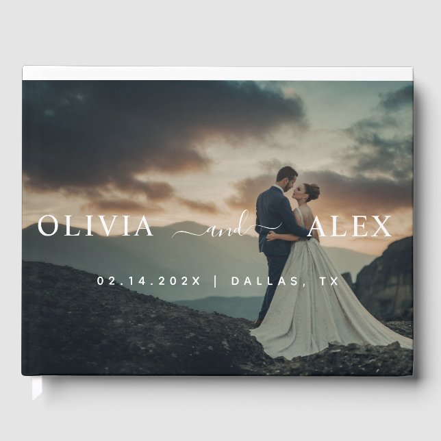 Livre D'or Photo de Mariage personnalisé noir et blanc (Recto)