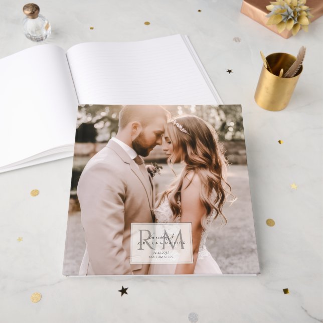 Livre D'or Photo de mariage rustique élégant (Recto ouvert)