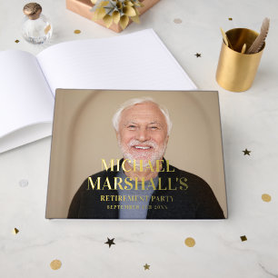 LIVRE D'OR PHOTO DE RETRAITE MONOGRAMME CHIC BLEU MARINE