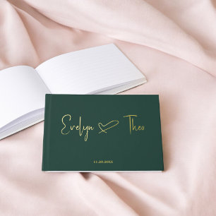 Livre D'or Photo Élégant Script Coeur Vert