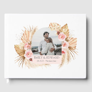 Livre d'or photo floral Boho élégant avec herbe de