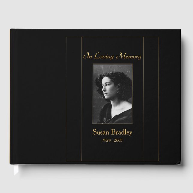 Livre D'or Photo Funeral Guest Book avec tuyauterie en or 2 (Recto)