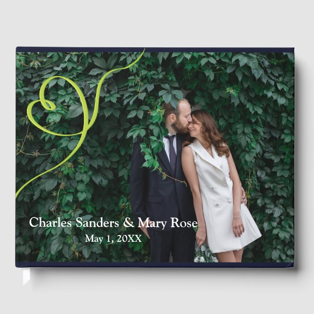 Livre d'Or Photo Mariage Rétro Feuilles Tropicales (Recto)