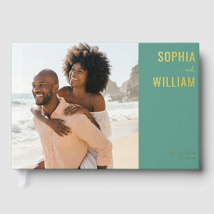Livre D'or Photo minimaliste de couleur bleu-vert joyeuse
