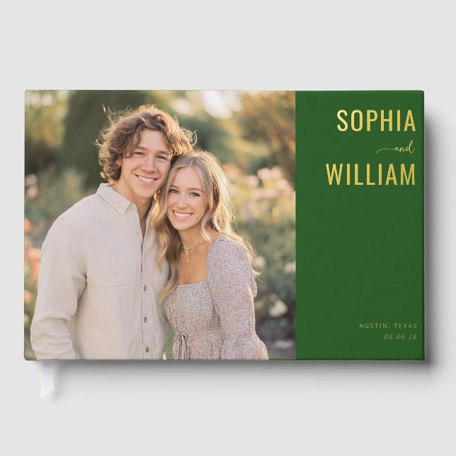 Livre D'or Photo Moderne Vert Romantique (Recto)