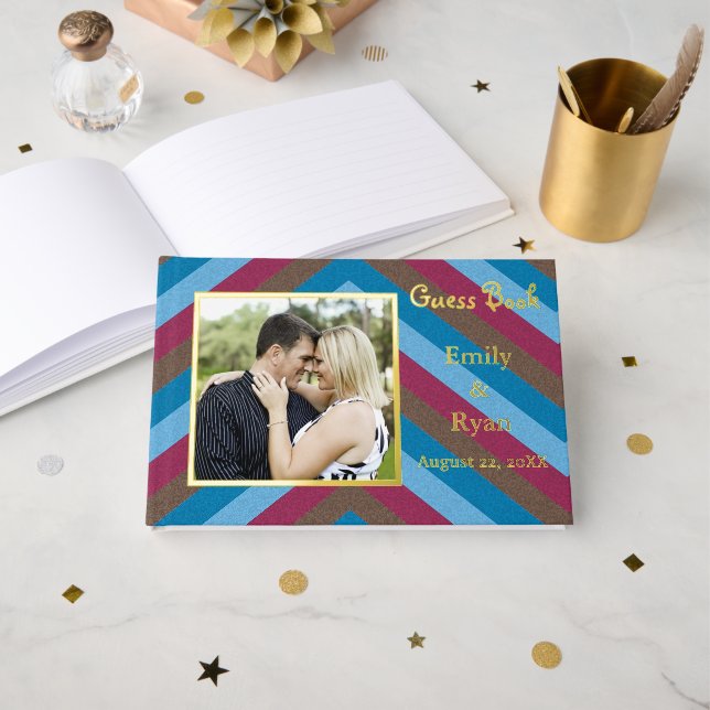 Livre D'or Photo personnalisée Flamingle Gold Foil Striped We (Recto ouvert)