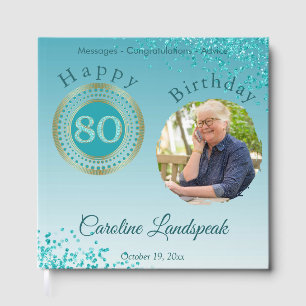 Livre D'or Photo personnalisée Parties scintillant bleue Turq