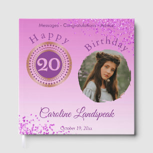 Livre D'or Photo personnalisée Parties scintillant rose, 20e