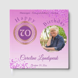 Livre D'or Photo personnalisée Parties scintillant rose, 70e