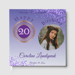 Livre D'or Photo personnalisée Parties scintillant violette,