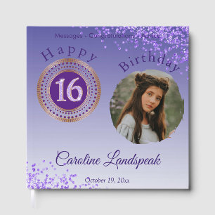 Livre D'or Photo personnalisée Parties scintillant violette,