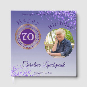 Livre D'or Photo personnalisée Parties scintillant violette,