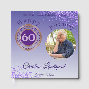 Livre D'or Photo personnalisée Parties scintillant violette,