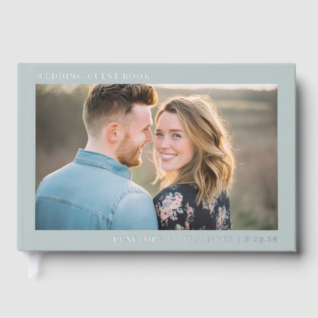 Livre D'or Photo Rustique Bleu Romantique (Recto)