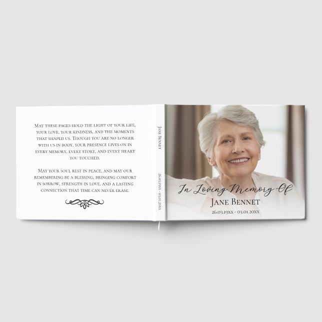 Livre D'or Photo Script In Loving Memory Memorial  (Complet)