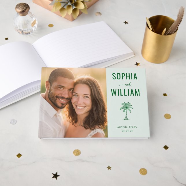 Livre D'or Photo Tropical Vert Joyeux (Recto ouvert)