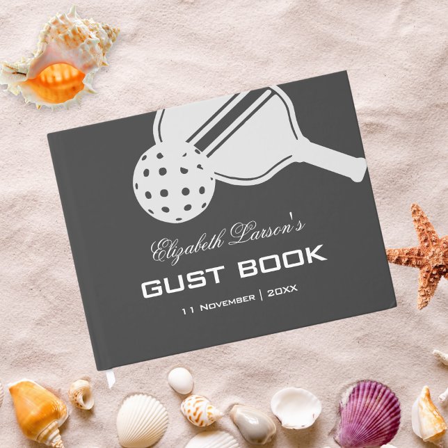 Livre D'or Pickleball Love Fête des mariées Noir & Blanc (Créateur téléchargé)