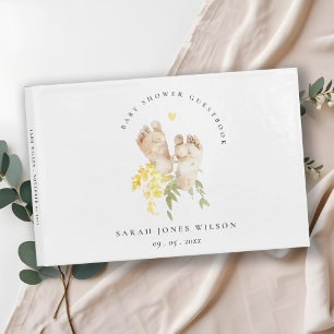 Livre D'or Pieds bébé Jaune Floral Sexe Baby shower neutre