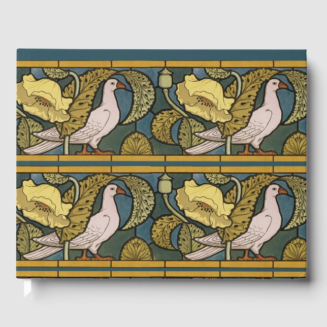 Livre D'or Pigeon Blue Yellow Fish Art Nouveau (Recto)