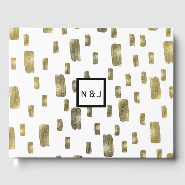 Livre D'or Pinceau Moderne Doré Cuivre Bronze Étincelle (Recto)