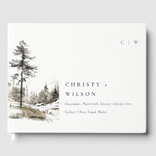 Livre D'or Pine Woods Mountain Paysage Mariage de croquis