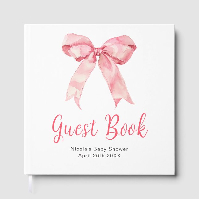 Livre D'or Pink Coquette Bow Baby Shower Guest Book (Recto)