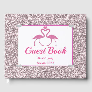 Livre D'or Pink Faux Parties scintillant Flamant rose Amour M