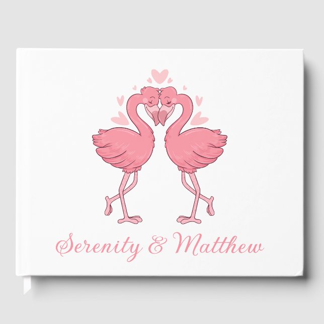 Livre D'or Pink Flamingo Tropical Hawaiian Beach Wedding (Recto)