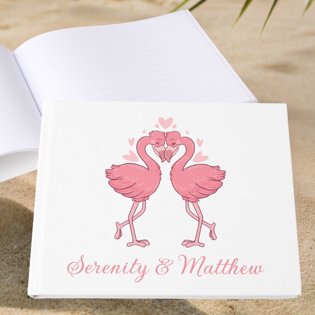 Livre D'or Pink Flamingo Tropical Hawaiian Beach Wedding (Créateur téléchargé)