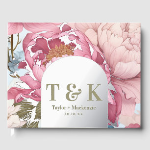 Livre D'or Pink Flower Personnalisé Monogramme Mariage Phuile