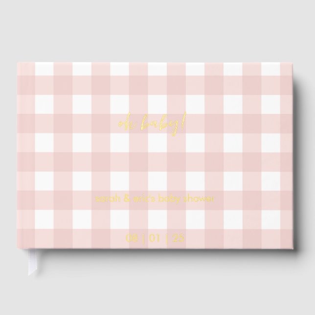 Livre D'or Pink Gingham Baby Shower Guest Book (Recto)