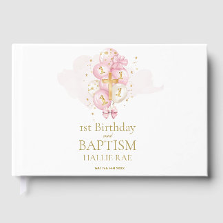 Livre D'or Pink & Gold 1er Anniversaire & Baptême Garde mémoi