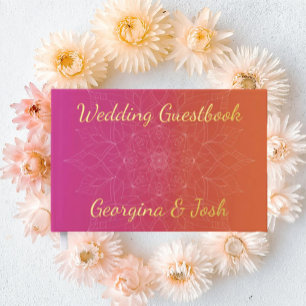 Livre D'or Pink & Orange Bright Ombre Mandala Mariage