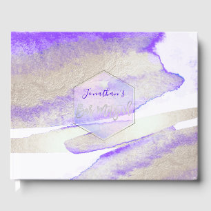 Livre D'or PixDezines Aquarelle Platine+Purple Mitzvah