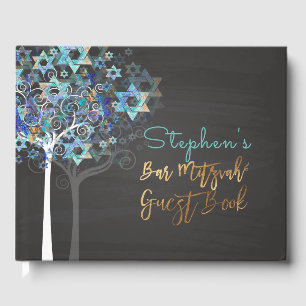 Livre D'or PixDezines Arbre de vie Mitzvah/Aqua Blue+Chalkboa