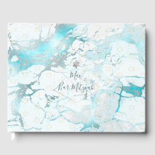 Livre D'or PixDezines Bar Mitzvah, Marbre, Aqua+Silver