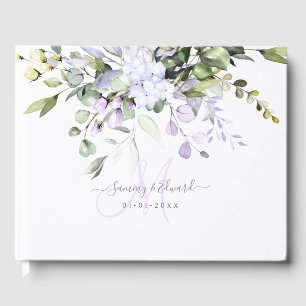 Livre D'or PixDezines Elégant DustyPurple Eucalyptus Monogram