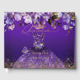 Livre D'or PixDezines Papillons Quinceanera, Violet foncé