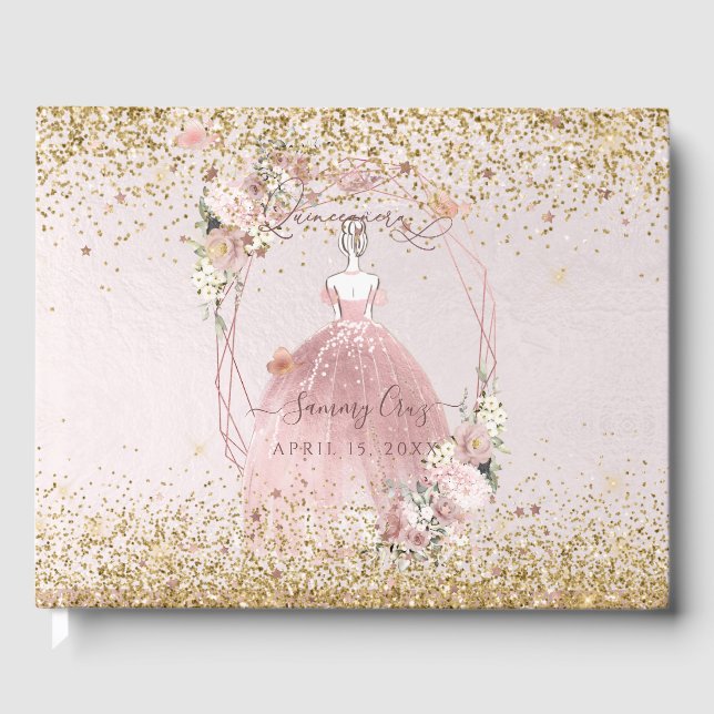 Livre D'or PixDezines Quinceanera Dusty Rose Gold H2 (Recto)