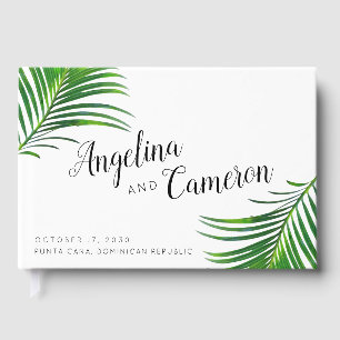 Livre D'or Plage Feuille Palm de verdure tropicale Mariage
