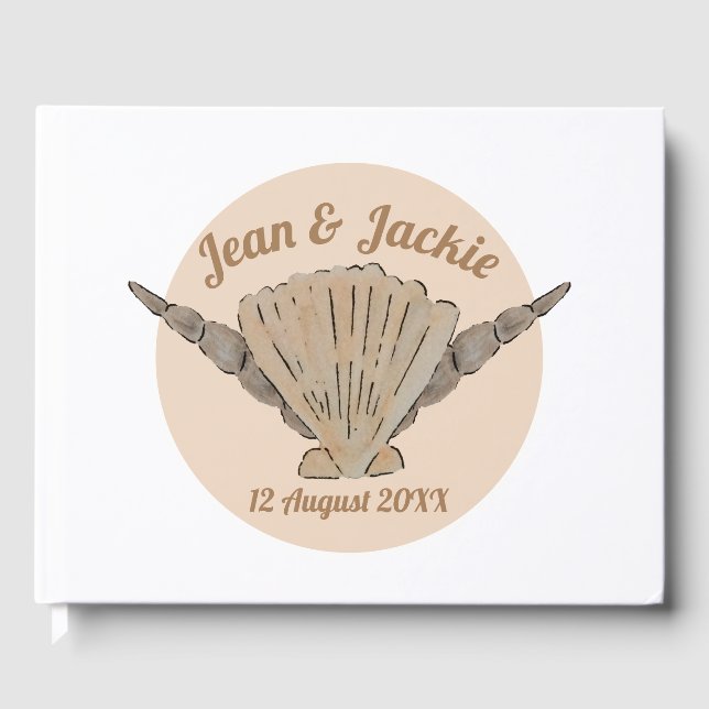 Livre D'or Plage Mariage Aquarelle Coques de mer (Recto)