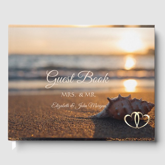 Livre D'or Plage Mariage Sunset Seashell (Recto)
